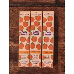 3 Pack I Heart Revolution Tasty Peach Lip Oil New
